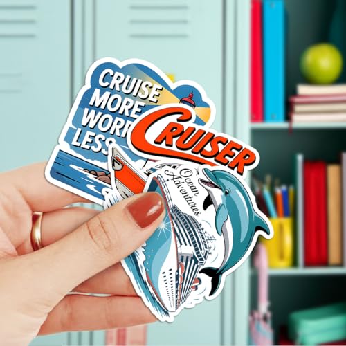 Vybonz Cruise Sticker Ocean Travel Decal Sea Adventure Boat Vacation | Cruise Stickers with Ocean Travel and Sea Adventure for Cruise Lovers, Laptop, Water Bottle, Journal and Notebook Use - color: Cruise, size: 3in