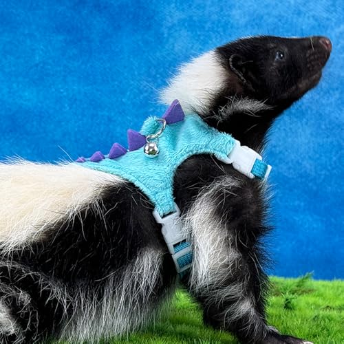Ferret Harness and Leash Set Small Animals Vest Harness with Safe bell Dinosaur Shaped Walking clothes for Baby Rabbit Guinea pig Teacup Chihuahua Mouse and other small pet.(Blue Dinosaur) - color: Blue Dinosaur