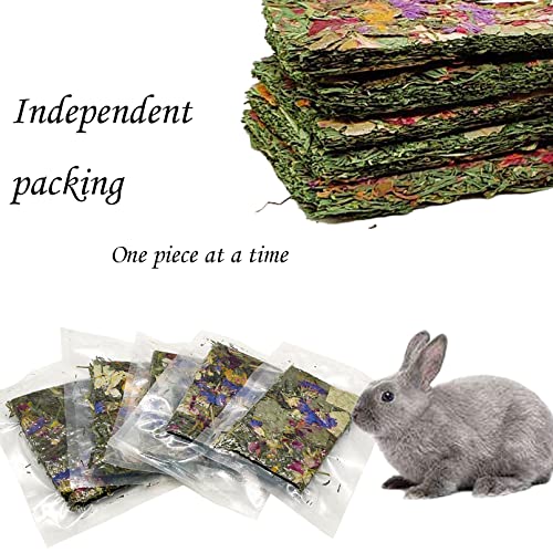10 Pcs Rabbit Chew Toys for Teeth,Chinchilla Natural Timothy Hay Chips Treats Guinea Pig Floral Scent Snacks Treats Dental Health Chewable for Hamsters,Rabbits,Bunny,Chinchillas