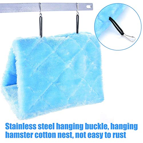 MOACC Winter Warm Bird Nest House Shed Hut Hanging Hammock Finch Cage Plush Fluffy Birds Hut Hideaway for Hamster Parrot Macaw Budgies Eclectus Parakeet Cockatiels Cockatoo Lovebird (S, Blue) - color: Blue, size: S