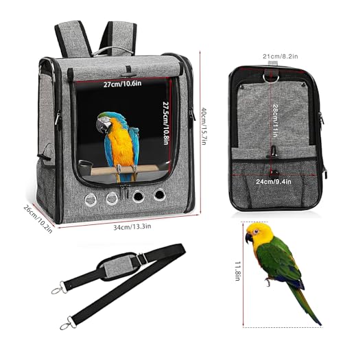 Bird Carrier Bag Bird Travel Cage with Stand, Lightweight Backpack for Parrot, Large Portable Bird Travel Bag, Pet Transparent Breathable Travel Cage
