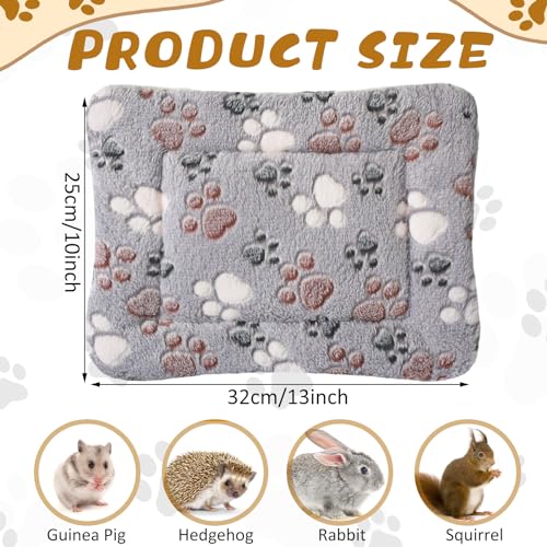 4 Pack Ultra Soft Dog Cat Bed Mat Small Animal Guinea Pig Bed with Cute Print Reversible Fleece Dog Crate Kennel Pad Cozy Washable Thickened Hamster Pet Beds Mat(13 x 10 Inches,Light Gray) - color: Light Gray, size: 13 x 10 Inches