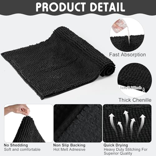 4 Pcs Guinea Pig Cage Liner 16 x 24 Inch Washable Chenille Pee Pads Pet Dog Cat Bedding Training Mat Reusable for Small Animals Puppy Bunny Hamster Chinchilla - color: Black, size: 16 x 24 Inch, style: Low Pile Chenille