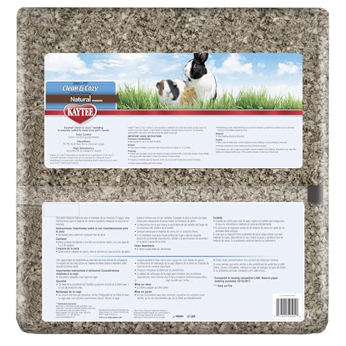 Kaytee Clean & Cozy Natural Paper Bedding, 72 Liter | Keeps habitats fresh. Small animal bedding for rabbits, guinea pigs, hamsters. Hamster bedding odor control, 99% dust-free - size: 72 Liter