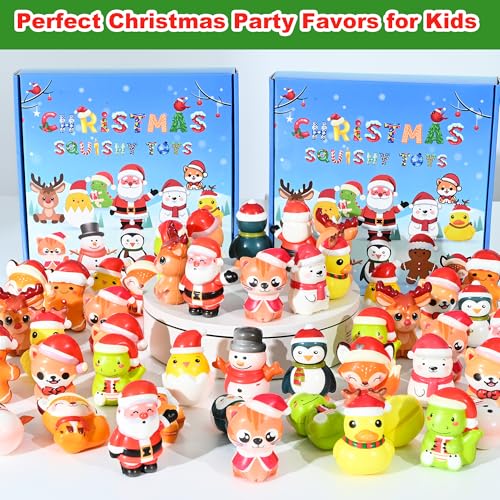 24PCS Christmas Squishy for Party Favors Gifts, Stress Relief Toys for Goodie Bags Pinata Fillers, Stocking Stuffer for Kids, Treasure Box Carnival for Prizes Rewards, Fidget Squeeze Advent Calendar - style: Christmas