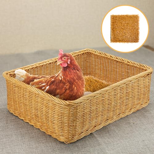 20Pcs Chickens Nesting Pads Set, Washable Artificial Grass Nesting Pads, Reusable Laying Eggs Bedding for Chickens Coop, 12 x 12 x 1.2 Inches, Brown - color: Brown