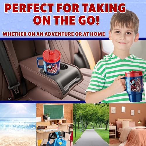 Get Trend Marvel Spiderman Kids Water Bottle with Straw 16.9 oz BPA Free Plastic Cup with Lid Handle Reusable Tumbler for School Gifts for Kids (Blue Spidey) - color: Blue Spidey