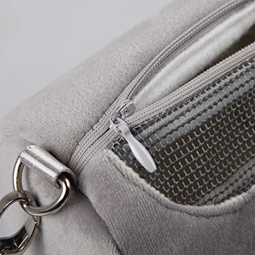 Dwarf Hamster Carrier Bag Portable Cylinder Warm Outdoor Bag with Adjustable Single Shoulder Strap (Grey) - color: Grey