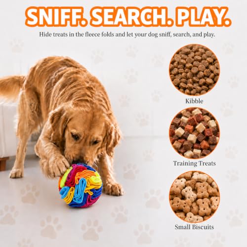 Snuffle Ball - Snuffle Ball for Small Dogs, Interactive Dog Toys to Keep Them Busy, Puppy Dog Puzzle Toy with Storage Bag Machine Washable - color: Rainbow-colored, size: Medium