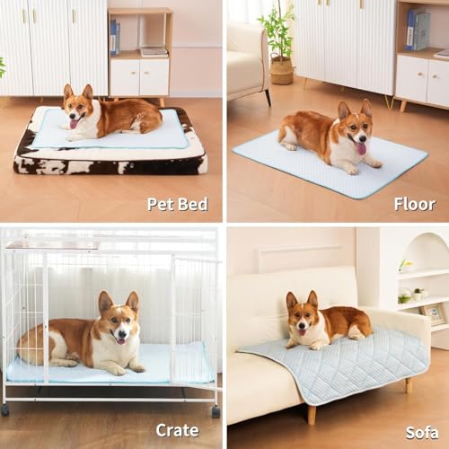 Dog Cooling Mat 35.4" x 23.6", Double-Sided Dog Cooling Mat, Q-MAX>0.45, Washable Portable Cooling Mat for Dogs, Crate, Couch & Car - size: Large - 35.4 x 23.6 Inch