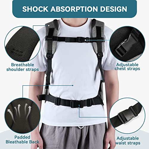 Petsfit Dog and Cat Backpack Carrier, Padded Waist Support, Up to 18 lb | 13.5 x 12.5 x 17.5 in; reinforced frame, 600D Oxford, 4 mesh panels, lockable zippers, safety tether and washable mat. - color: AGreen