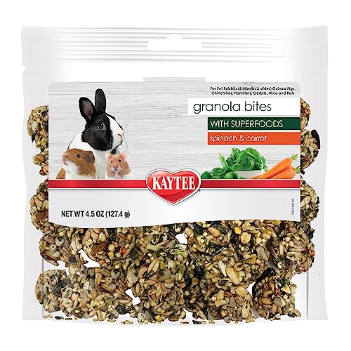 Kaytee Granola Bites with Superfoods Spinach and Carrot for Rats, Mice, Hamsters, Gerbils, Rabbits, Guinea Pigs and Chinchillas, 4.5oz - size: 4.5 Ounce (Pack of 1), style: Spinach & Carrot