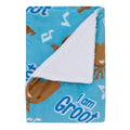 NoJo Marvel I Am Groot Blue and Brown Super Soft Sherpa Baby Blanket - color: I Am Groot Blue and Brown