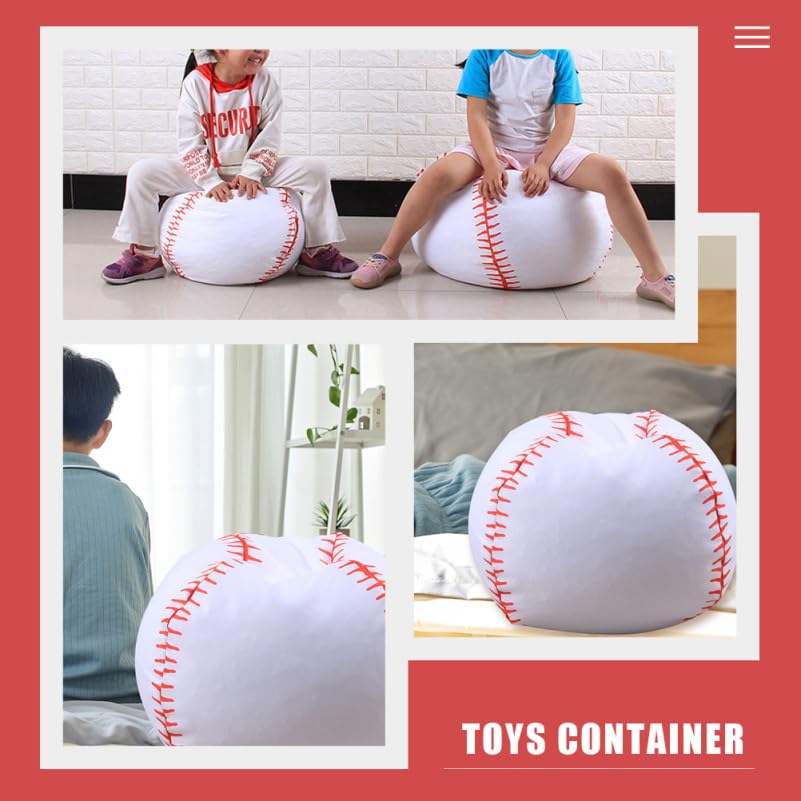 Healifty Baseball Storage Bag for Kids Stuffed Animal Toy Organizer with Zipper Home Storage Bag for Plush Toys Bean Chair Alternative 22.83 X 22.83 X 17.71 in