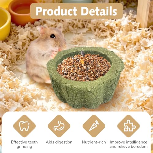 PINVNBY 6 Pcs Hamster Chew Toys Edible Natural Timothy Hay Guinea Pig Chew Bowl Teeth Grinding Chewing Chinchilla Treats for Guinea Pigs Mice Rabbits Gerbils