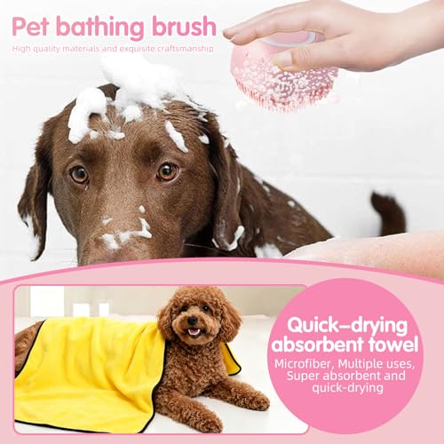 Aglads 12PCS Cat Rabbit Bunny Dog Grooming Kit,Self-Cleaning Slicker Brush&Deshedding Tool,Dematting Comb,Nail Clipper&File,Electrostatic Hair Removal Gloves,Complete Pet Grooming Supplies(12, pink) - color: Pink