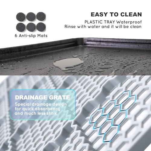 HQ4US Dog Grass Pad with Tray, Odor Free Grass Pee Pad for Dog Litter Box | Extra Large Indoor Dog Potty Tray with Grate, Artificial Grass Fast Drainage, Hemmed Edge, Reusable Puppy Pads for Balcony - size: X-Large - 45”×34” for 60-100lbs Dog