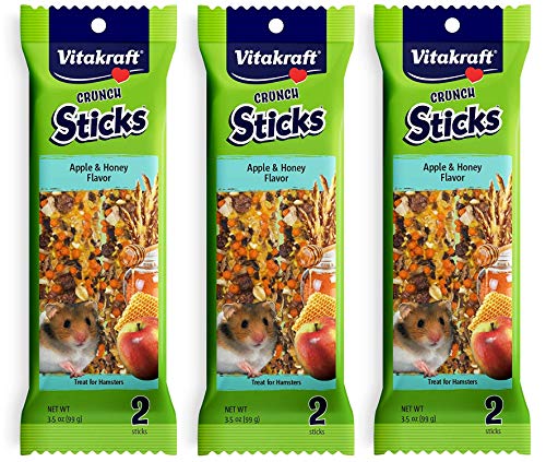 Vitakraft 3 Pack of Hamster Treat Crunch Sticks, 2 Sticks Each, Apple and Honey Flavor - size: 2 Count (Pack of 3)