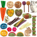 YIXUND Rabbit & Guinea Pig Toys - Natural Timothy Hay & Apple Wood Sticks for Teeth Care - Handmade for Hamster, Bunny, Chinchilla (27 Pcs) - color: 27 Pcs