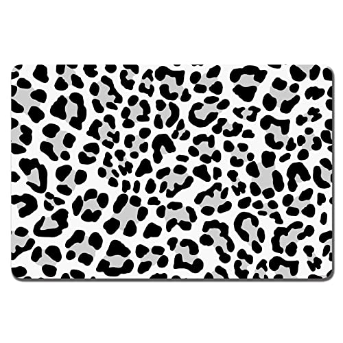 Rnivvi Dog Food Mat, 12" x 19" Leopard Absorbent Dog Cat Bowl Mat for Food and Water, Cute Anti-Slip Rubber Pet Feeding Rug Protect Floors, Puppy Placemat for Feeding & Watering Supplies, Leopard - color: White Leopard, size: 12"x19" (Regular)