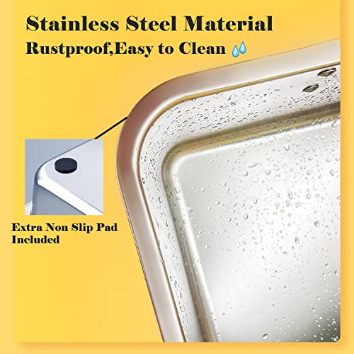 Stainless Steel Cat Litter Box,Extra Large Metal Litter Box,24Lx16x8 in | Extra Large Metal Litter Tray for Big Cats Kitty Rabbits,No Smell,Non Stick,Easy to Clean - color: 8"H, size: 24"L x 16"W