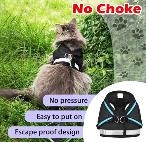 Cat Harnesses and Puppy Harness with Leashes Set, Escape Proof Cat Harness, Adjustable Reflective Soft Mesh Vest Fit Puppy Kitten Rabbit Ferrets's Outdoor Harness - color: Black, size: S (Chest: 9" - 11")