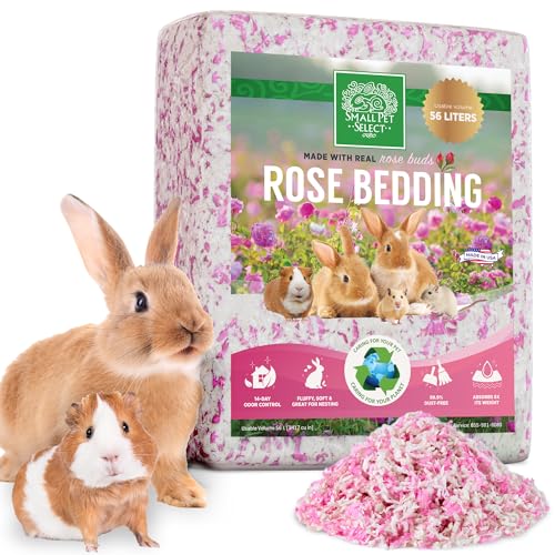 Small Pet Select Rose Paper Bedding, Odor Control, 56 L | With Real Rose Petals, Soft Absorbent Bedding, Made in USA, For Guinea Pigs, Rabbits, Hamsters & Small Pets - style: Natural Rose