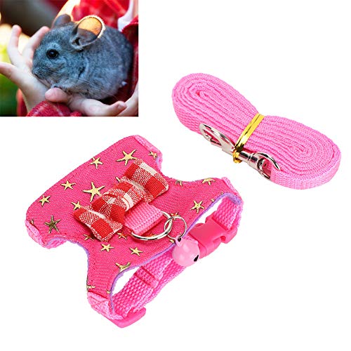 Hamster Harness Walking Vest Set Adjustable Denim Cloth for Syrian Hamster Squirrel, Leash with Chest Strap for Ferret Gerbil Small Pet - size: S