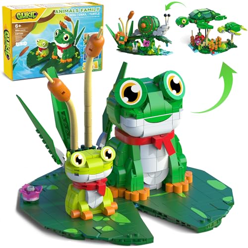 3-in-1 Frog, Turtle & Snail Family Building Set, Creative Animal Toy | Build & Rebuild 3 Cute Animal Designs From One Building Set, Birthday Gift for Girls and Boys Ages 6+, 884 Pieces