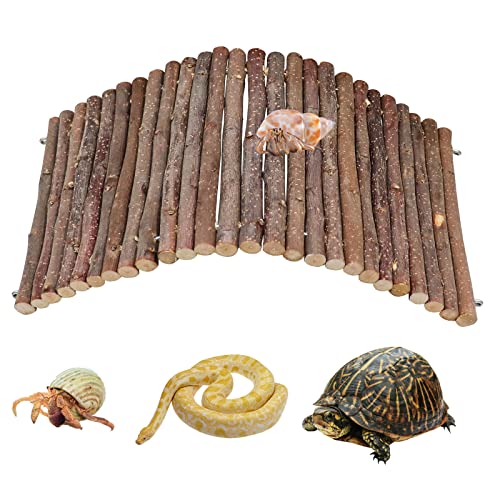 Hermit Crab Climbing Toys, Wooden Hermit Crab Hideout, Reptile Tank Habitat Decor, Bendable Ladder Bridge Tunnel Toys for Lizard Chameleon Hamster Rats Chinchilla Guinea Pig Rabbit Bearded Dragon - style: 11.8×5.9 Inches