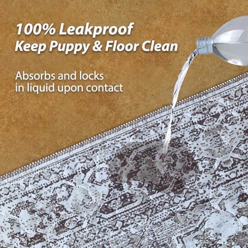 nunubaby Washable Pee Pads for Dogs, Stylish, Non-Slip and Leak-Proof Pee Pads. Reusable Potty Pads for Dogs for Crates and Floors.(Brown/Geo,18" x24" ) - color: Brown/Geo, size: 18x24 Inch (Pack of 2)