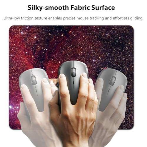 Surprised Space Cat Meme Mouse Pad, Funny Cosmic Kitty Red Nebula Desk Mat | Shocked Orange Tabby Cat Galaxy Background, Fantasy Design, 9.5 x 7.9 Inches, Anti-Slip Base, Cute Smooth Mousepad - color: Brown Dark Red