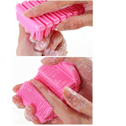 Baby Nail Brush, Kids Nail Scrubber Brush, Toddler Scrub Brush, Pink | Finger Nails Scrub Brush for Cleaning Fingernails Dirt Cleaner, Soft Bristle, For Baby Children, Cute Animal Bear Style - color: Pink