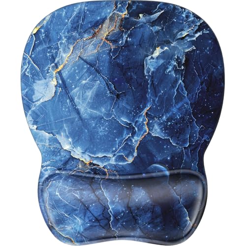 MROCO Ergonomic Mouse Pad with Gel Wrist Rest, 9.4 x 8.1 in, Ocean Marble | Ergonomic Shape Design, Multiple Pattern Options, Gel Wrist Comfort, Smooth Lycra Surface, Non-Slip PU Base - color: Ocean Marble