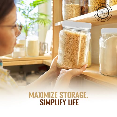 Clear Food Grade PET Plastic Square Grip Storage Jar w/Cap | 64 Fluid Ounces 7-8 Cup Storage Capacity | BPA Free USA Made | by Pride Of India - size: X-Large Square Grip Jar & Cap