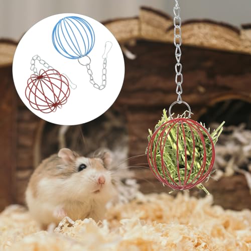 2-Pack Rabbit Feeder Balls Hanging Hay Feeder Ball for Bunny Cage Small Pet Grass Ball Holder Reusable Pet Cage for Feeding and Play