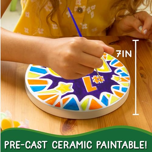 Creative Roots Paint Your Own #1 Dad Stepping Stone, Paintable Ceramic 7 in. Stone, Includes 6 Acrylic Paints & Paintbrush, Great Arts and Crafts for Kids Ages 8-12 - style: #1 Dad