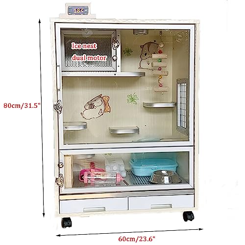 Heavy-Duty Steel Wire Large Chinchilla Cage, 24-Inch Transparent Guinea Pig & Rat Habitat with Removable Tray - color: C6-charged Ice nest