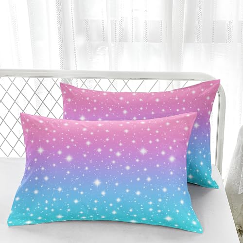 Nttopship Colorful Rainbow Comforter Set - Full Size for Girls, Pink Blue Gradient Comforter and 2 Pillowcases - color: Colorful Rainbow, size: Full