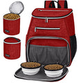 BAGLHER 丨Dog Travel Bag Backpack, Airline Approved Pet Supplies Backpack, Dog Travel Backpack with 2 Silicone Collapsible Bowls and 2 Food Baskets Red - color: Red