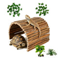 Bearded Dragon Tank Accessories,Reptile Hide Bearded Dragon Hide Wooden Bridge Tortoise Habitat Accessories Basking Platform Hideout for Tortoise Snake Ball Python Lizard Crested Gecko(19.7 x 8.8)