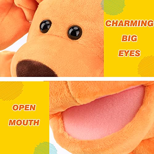 Easfan Puppy Hand Puppet with Movable Mouth Plush Dog Toy Gifts for Kids | Role play preschool teaching, cute dog stuffed animal, creativity imagination, Easter Christmas birthday holiday gift - style: Dog-Yellow