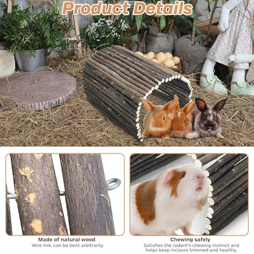 PINVNBY Extra Large Wooden Bunny Ladder Bridge (25 x 15 inches), Rabbits Hideout, House, Tunnel, Rodents Chew Toys for Guinea Pig, Chinchillas, Hedgehogs, Ferrets, Rat - size: 1 PCS, XL ( 25 X 15 inches )