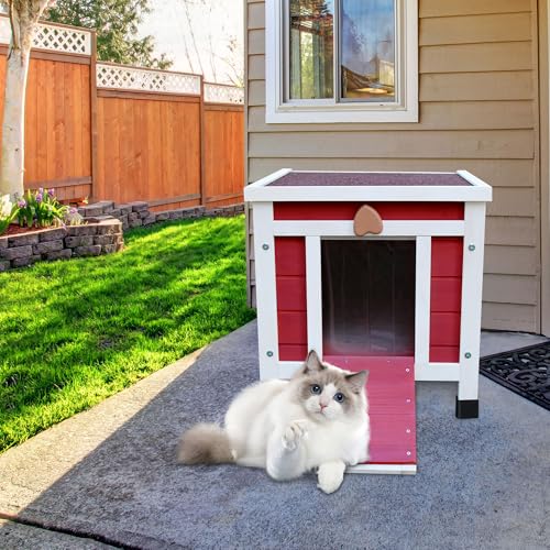 Rockever Outdoor Cat House, Rabbit Hutch Outdoor Indoor Bunny Cage | Waterproof Cat Houses For Outdoor Cats, Wooden Small Pet House And Habitats, Openable Roof