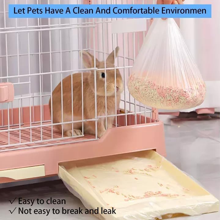 Tfwadmx 100 Pcs Disposable Rabbit Cage Liner, 27"x19" Clear Plastic Bunny Cage Tray Liners,Guinea Pig Toilet Film Liner Bag for Ferret,Hamster,Hedgehog,Birds and Small Animals