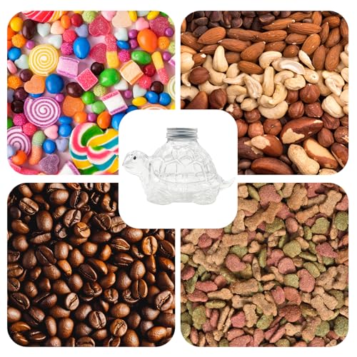 Turtle Candy Jar with Airtight Lid, 11.83oz Clear Glass Animal-Shape Container for Cookies, Pet Treats, and Food Storage