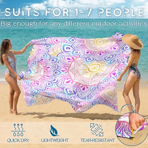 BYDOLL Beach Blanket Waterproof Sandproof,78''X81''/78''X110'' Large Sand Free Oversized Lightweight Sand Resistant Blanket, Picnic Mat for Beach Travel Camping Hiking Essentials - color: Mandala, size: 78''X110"