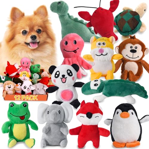 Squeaky Dog Toy for Puppy Small Medium Dogs, Stuffed Samll Dog Toys 12 Pack | Soft Plush Pet Doggie Toy Set, Cute Safe Pet Chew 12 Pack for Puppies Teething - color: 12 pack