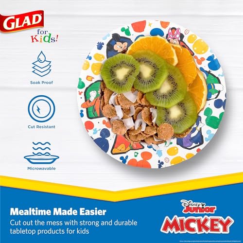 Glad for kids Disney Mickey & Friends Disposable Bowls, 12 Oz, 40 Ct, 8-Pk | Sturdy, cut-resistant paper bowls for snacks and parties, easy cleanup for everyday use - size: 40 Count (Pack of 8)