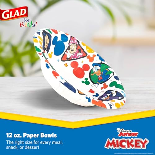 Glad for kids Disney Mickey & Friends Disposable Bowls, 12 Oz, 40 Ct, 2-Pk | Sturdy, cut-resistant paper bowls for snacks and parties, easy cleanup for everyday use - size: 40 Count (Pack of 2)